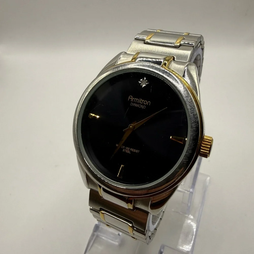 Armitron Men's Diamond Two-Tone Dark Blue Dial Quartz Watch With (New Battery)